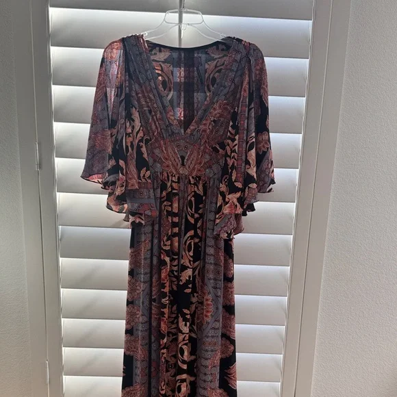 Free People Black and Pink Maxi Dress - Picture 1 of 5
